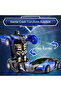 Blue One Click Automatic Collision Deformation Robot Boy Gift Dual Form Toy Car Father Son Interacti - 2