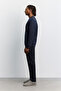 Men's Navy Blue Crew Neck Injection Printed Interlock Sweatshirt A62Y1214 - 3