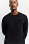 Men's Black Crew Neck Tafting Embroidery Printed Interlock Sweatshirt A62Y1273 - 2