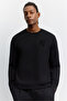 Men's Black Crew Neck Tafting Embroidery Printed Interlock Sweatshirt A62Y1273 - 6