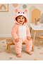 Sweet Teddy Bear Patterned Welsoft Plush Hooded Zippered Winter Unisex Baby Romper - 4