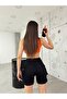 Black Cargo Pocket High Waist Stretchy Denim Shorts - 4