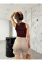 Beige Cargo Pocket High Waist Stretchy Denim Shorts - 4