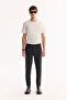 Men's Anthracite Viscose Blend Easy-Iron Striped Slim Fit Trousers A52Y3006