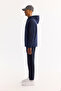 Men's Navy Blue Hooded Cotton Bi-Stretch Regular Fit Sweatshirt A52Y1201 - 3