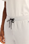Men's Light Gray Elastic Waist Lace-Up Bi-Stretch Technical Fabric Regular Fit Sweatpants A52Y3416 - 3