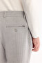 Men's Gray Side Elastic Bi-Stretch Lightly Striped Slim Fit Trousers A52Y3203 - 6
