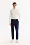 Men's Navy Blue Elastic Bi-Stretch Lightweight Slim Fit Trousers A52Y3213 - 6