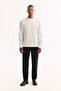 Men's Ecru Crew Neck Textured Elastane Regular Fit Sweatshirt A52Y1220 - 6