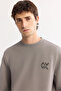 Men's Gray Crew Neck Cotton Bi-Stretch Basic Regular Fit Sweatshirt A52Y1328 - 6