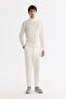 Men's White Half Turtleneck Textured Knitwear Regular Fit Sweater E005108 - 5