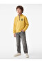 Cotton Three-Thread Ribbed Zipper Detailed Stand-Up Collar Printed Sweatshirt