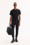 Men's Black Lace-Up Waistband, Inner Lined, Elastane Technical Fabric, Regular Fit Sweatpants A52Y3401