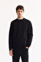 Men's Black Crew Neck Striped Elastane Regular Fit Sweatshirt A52Y1218
