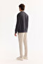 Men's Anthracite Crew Neck Cotton Bi-Stretch Basic Regular Fit Sweatshirt A52Y1328 - 4