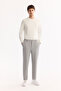 Men's Gray Side Elastic Bi-Stretch Lightly Striped Slim Fit Trousers A52Y3203