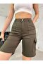 Cargo Pocketed High-Waist Stretchy Bermuda Shorts - 2