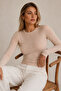 8548 Crew Neck Cashmere Micro Modal Ultra Light Long Sleeve Blouse