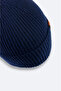 Men's Navy Blue Wool Logo Ribbed Beret B 009200 - 4