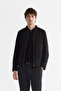 Men's Black Suede Textured Front Zipper Thin Coat B 006002