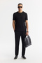 Men's Black Crew Neck Jacquard Elastane Regular Fit T-Shirt A51Y1035 - 7