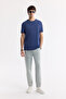 Men's Indigo Crew Neck Bi-Stretch Soft Touch Basic Regular Fit T-Shirt B001031 - 7