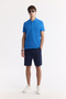 Men's Cobalt Blue Non-Curling Polo Collar 100% Cotton Basic Regular Fit T-Shirt B001032 - 5