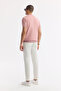 Men's Pink Polo Neck Viscose Blended Basic Knitwear Regular Fit T-Shirt B005120 - 4