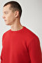 Men's Red Crew Neck Raised 3 Thread Cotton Sweatshirt E 001017 - 2