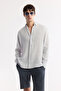 Men's Ice Gray Button down Collar 100% Linen Comfort Fit Shirt B002191 - 4