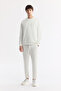 Men's White Crew Neck Printed Bi-Stretch Interlock Regular Fit Sweatshirt A51Y1235 - 6