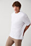 Men's White Crew Neck 100% Cotton Oversize Fit T-Shirt B001085 - 3