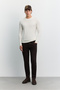 Men's Ecru Crew Neck Viscose Blend Basic Knitwear Regular Fit Sweater B005021 - 5