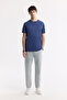 Men's Indigo Crew Neck Bi-Stretch Soft Touch Basic Regular Fit T-Shirt B001031 - 5