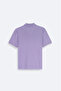 Men's Lilac Non-Curling Polo Neck 100% Cotton Basic Regular Fit T-Shirt B001032 - 7
