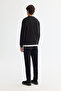 Men's Black Crew Neck 3 Thread Raised Sweatshirt B 001033 - 4