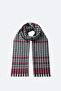 Men's Burgundy-Anthracite Wool Blend Tassel Patterned Shawl A42Y9410