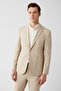 Men's Beige Mono Collar Lined Slit Jersey Fabric Slim Fit Blazer Jacket B004000