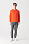 Men's Neon Orange Crew Neck Raised 3 Thread Cotton Sweatshirt E 001017 - 6