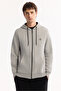 Men's Gray Hooded Raised 3 Thread Zippered Sweatshirt E 001019 - 5