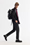 Men's Black Suede Textured Front Zipper Thin Coat B 006002 - 7
