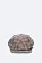 Men's Mink Wool Blend Plaid Patterned Cap Hat A42Y9278
