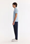 Men's Blue Non-Curling Polo Collar 100% Cotton Basic Regular Fit T-Shirt B001032 - 3