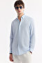 Men's Light Blue Button-Down Collar Cotton Easy-Iron Regular Fit Shirt A51Y2130 - 6