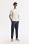 Men's Ecru Crew Neck Cotton Jacquard Elastane Regular Fit T-Shirt A51Y1012 - 6