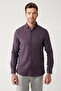 Men's Claret Red Buttoned Collar Patterned Flexible Cotton Shirt A32Y2145 - 3