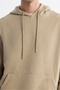 Men's Beige Hooded Printed Elastane Regular Fit Sweatshirt A42Y1332 - 3