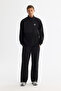 Men's Black Cold Resistant Stand Collar Zippered Fleece Regular Fit Sweatshirt A42Y1311 - 5