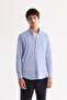 Men's Blue Button-Down Collar Easy-Iron Slim Fit Shirt A42Y2134