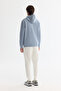 Men's Light Blue Hooded Cotton Printed Elastane Regular Fit Sweatshirt A42Y1321 - 4